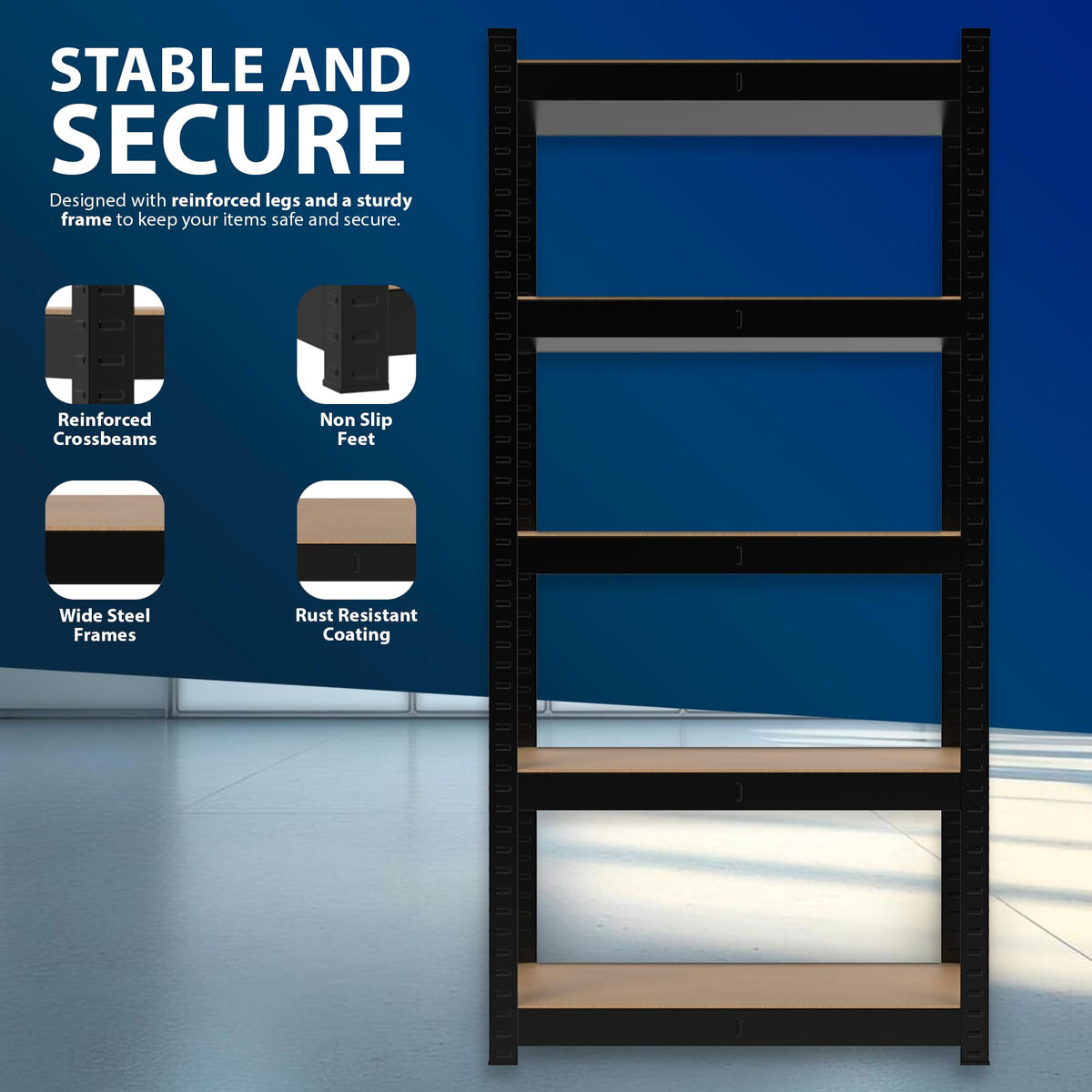 Zeno Set of 2 Black Regular 5 Tier Garage Shelving Units