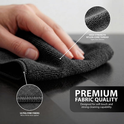 Zeno 10 Pack Black Microfibre Cloths