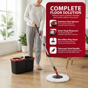 Zeno Black & Red Spin Mop and Bucket Set