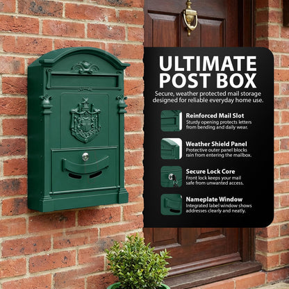 Zeno Green Vintage Post Box