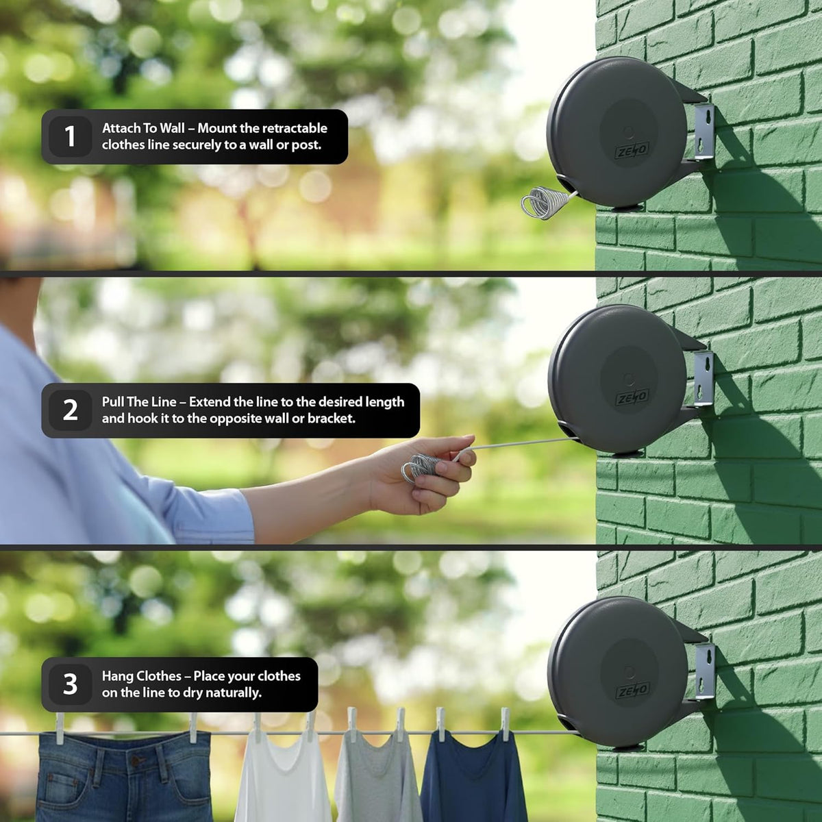 Zeno Retractable Single Washing Line