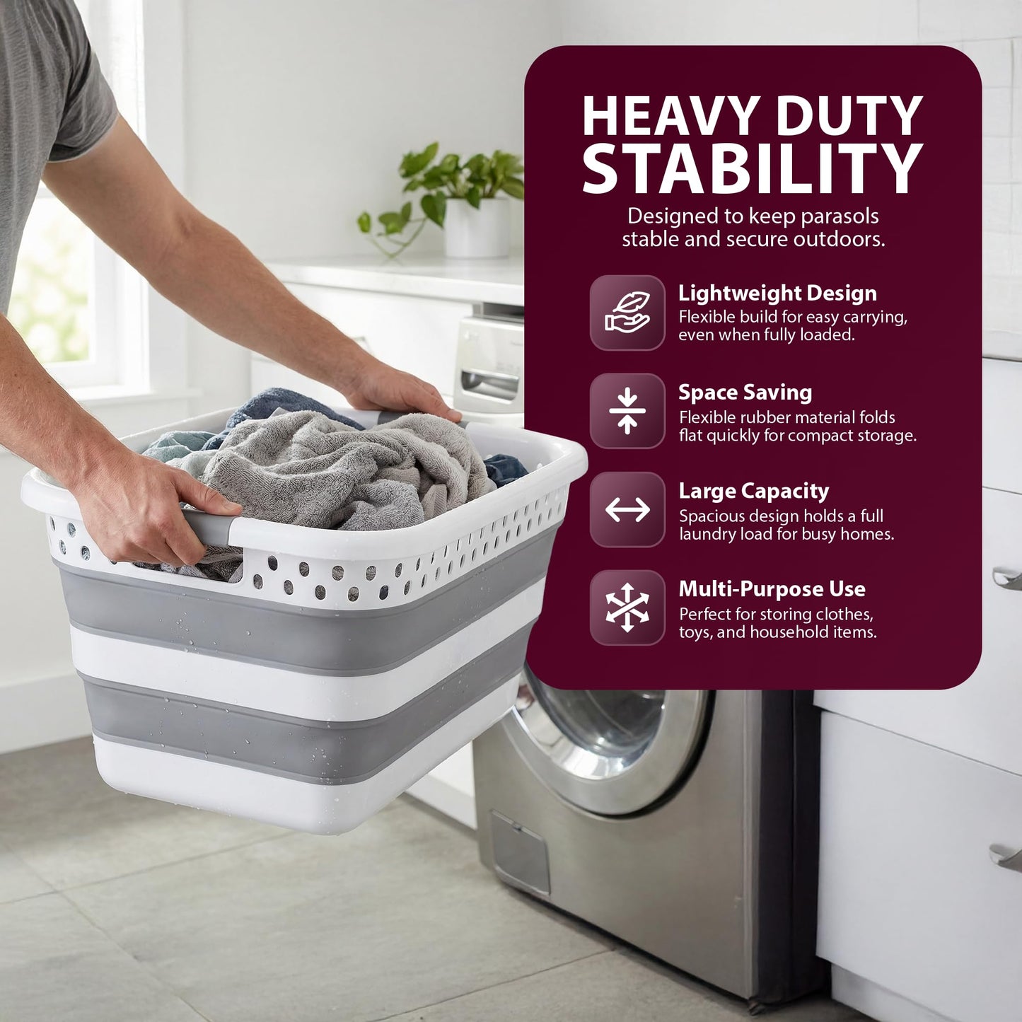 Zeno 58L Collapsible Laundry Basket