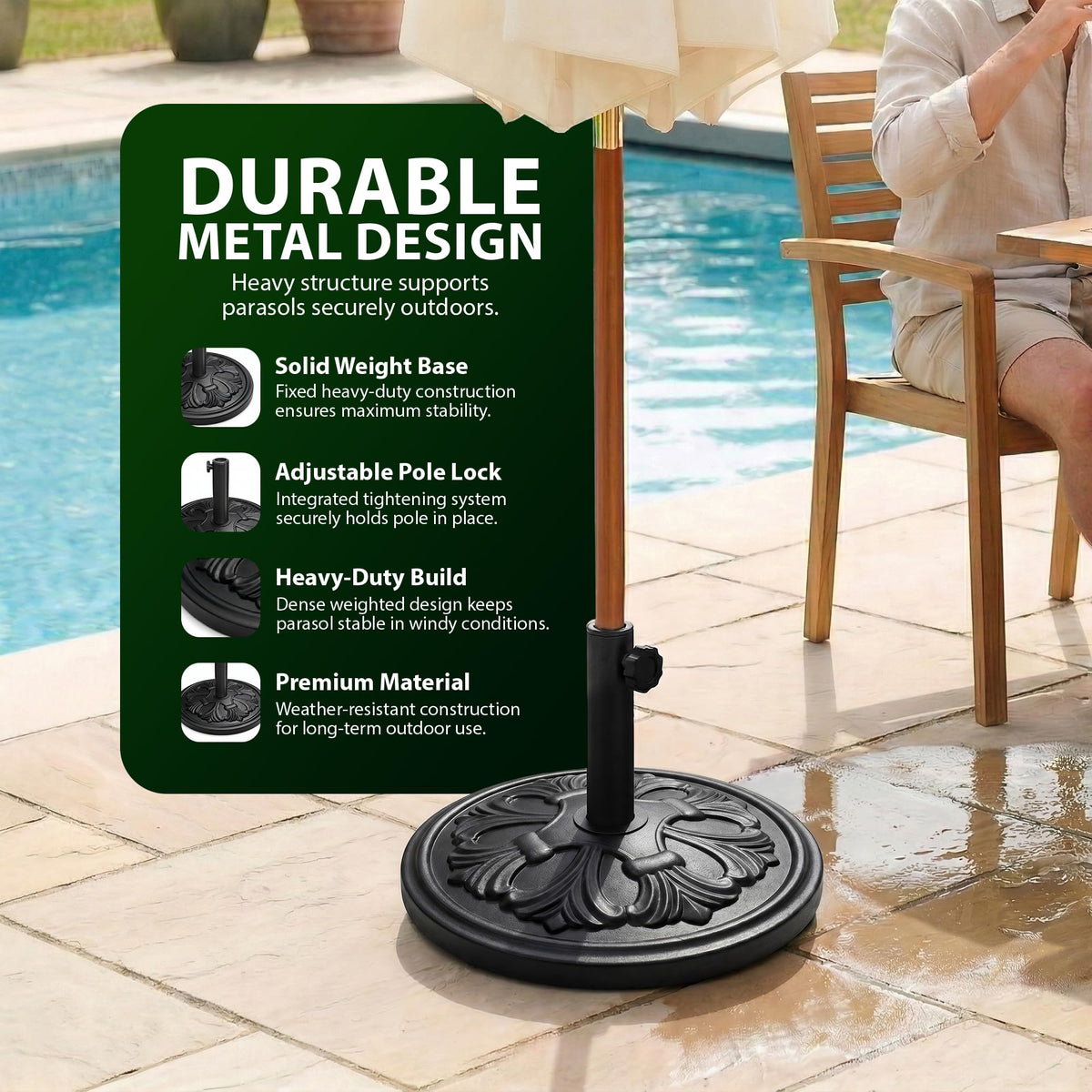 Zeno 10KG Black Billbergia Parasol Base