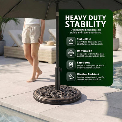 Zeno 12KG Bronze Rose Design Cast Iron Parasol Base