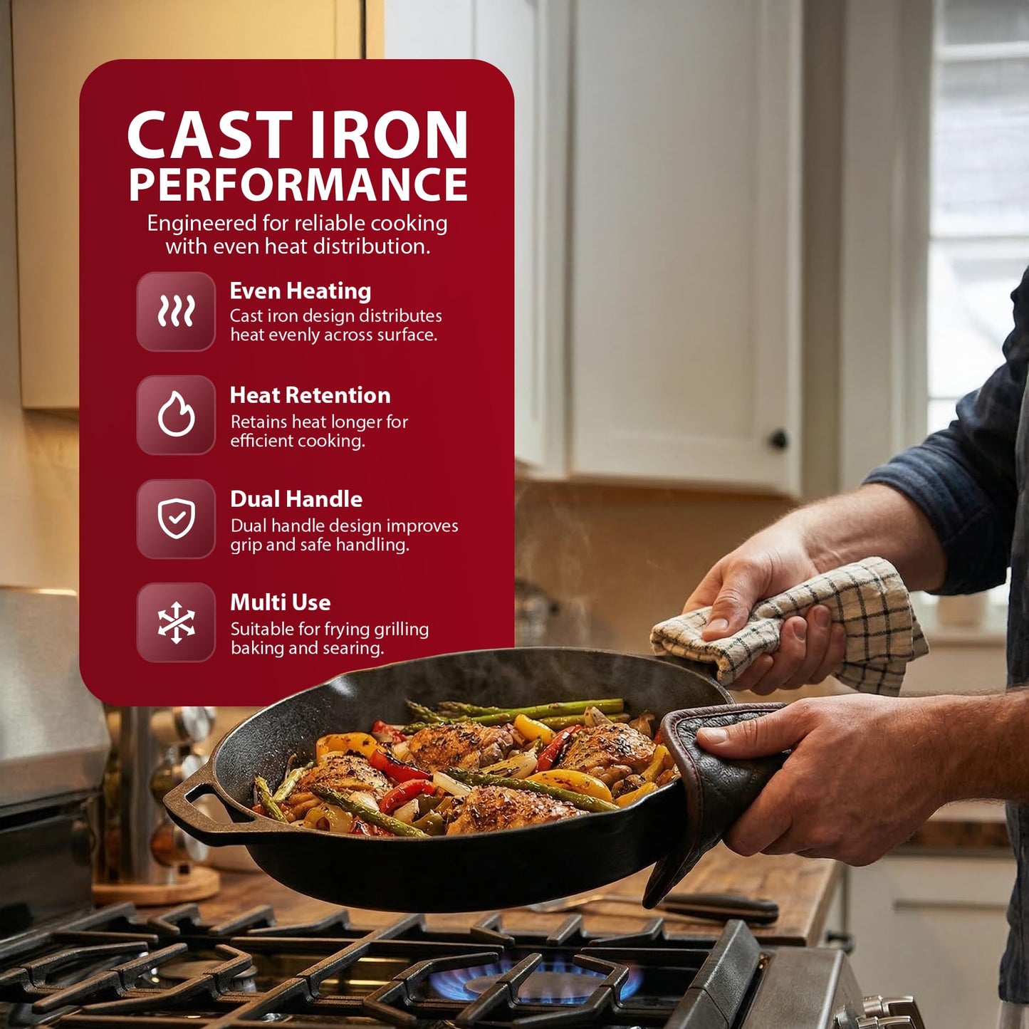 Zeno 30.5cm Cast Iron Skillet Pan