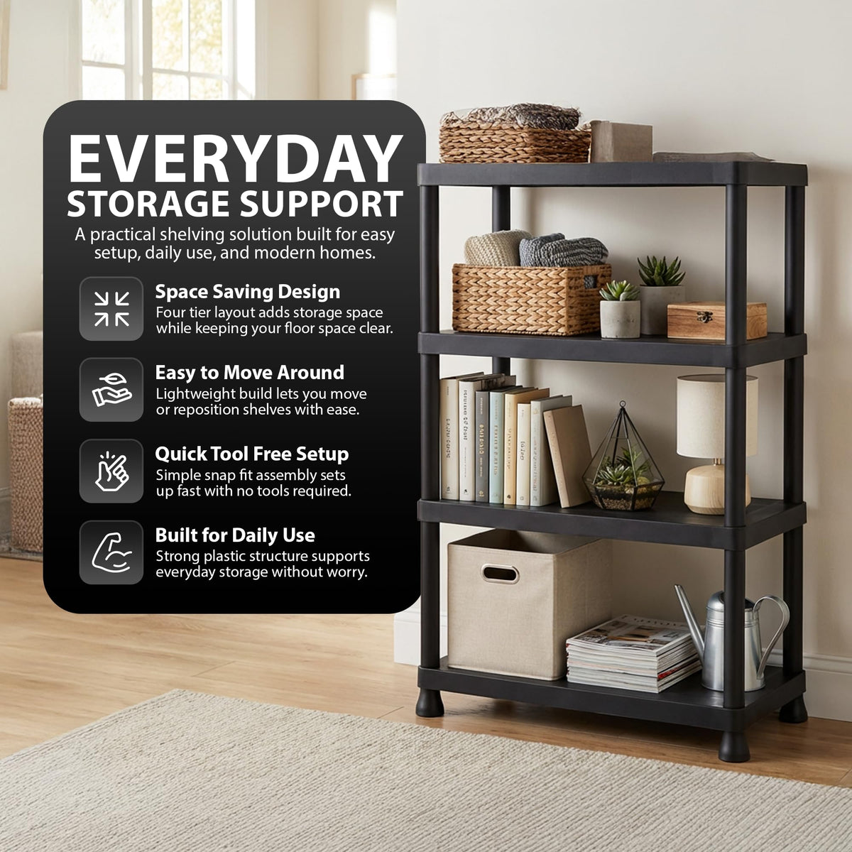 Zeno Plastic 4 Tier Shelving Unit