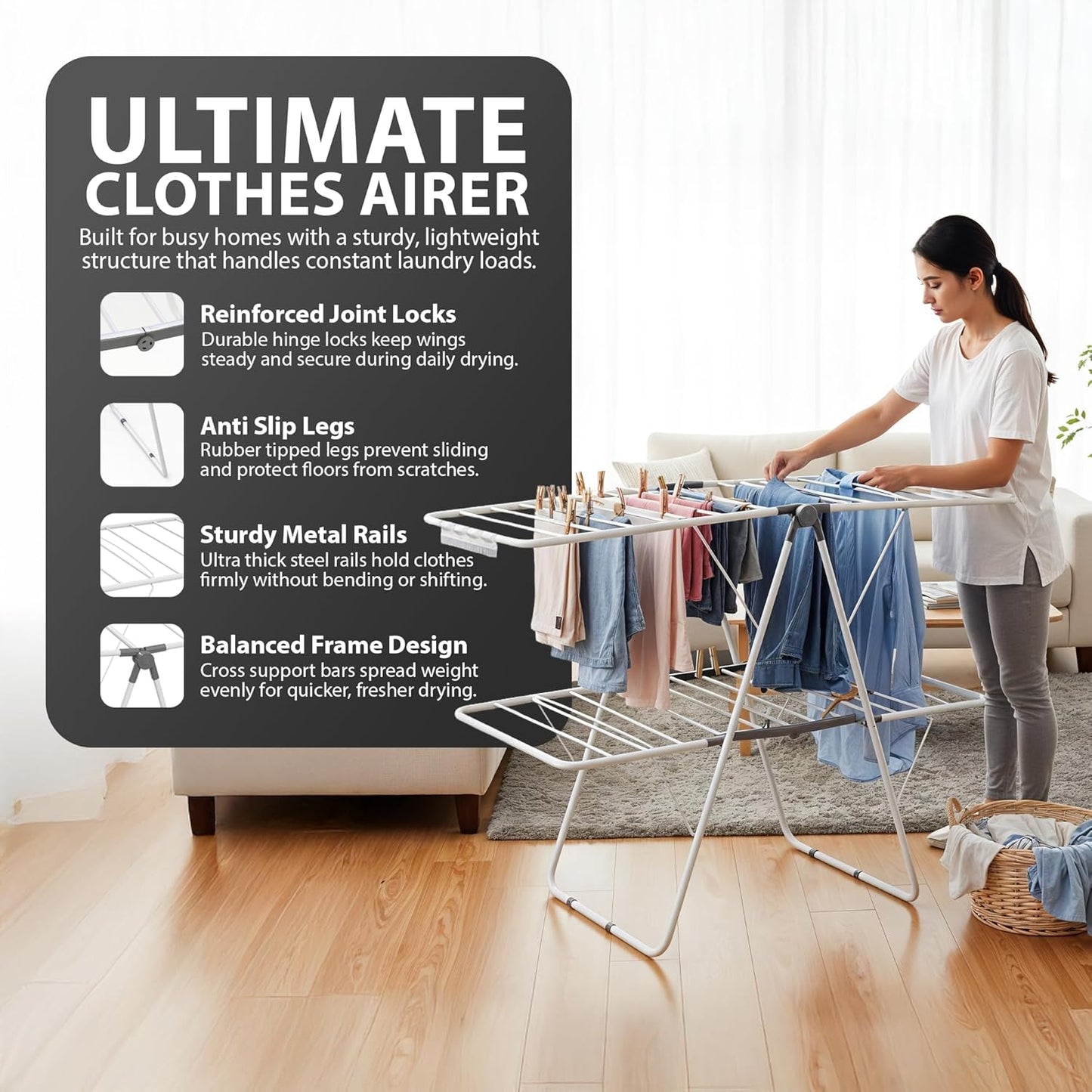 Zeno Clothes Drying Rack 18M Drying Space