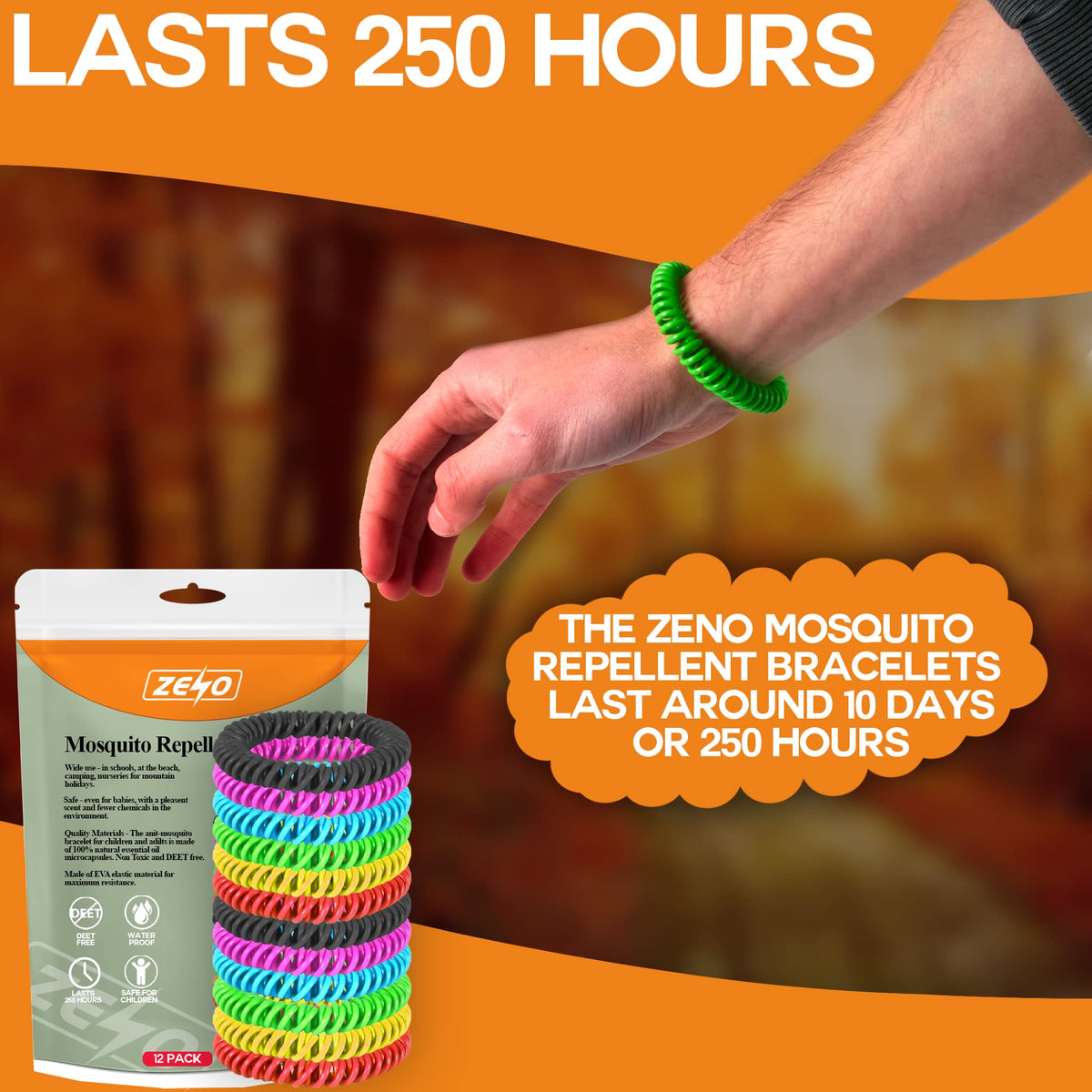 Zeno 12 Pack Mosquito Repellent Bracelet