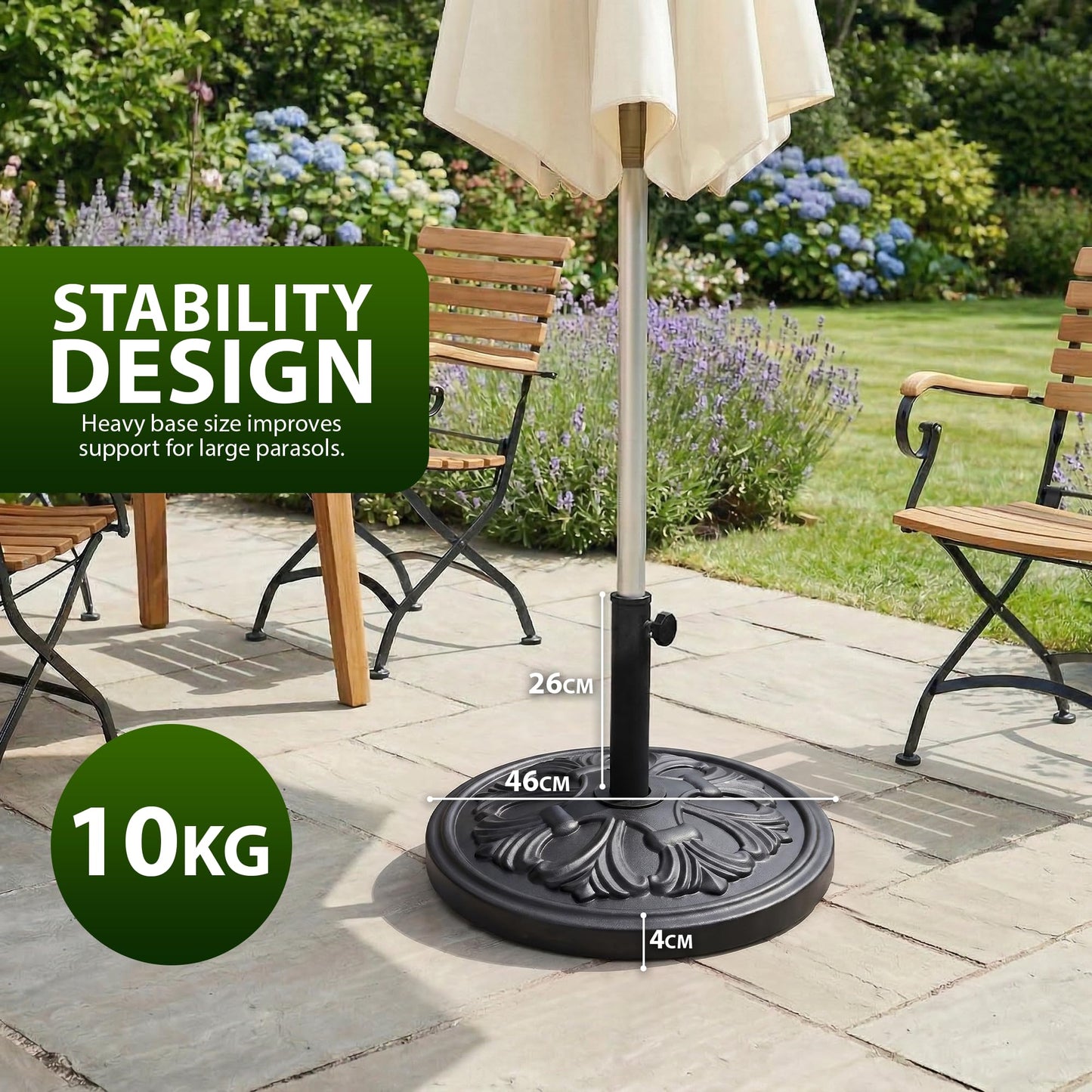 Zeno 10KG Black Billbergia Parasol Base