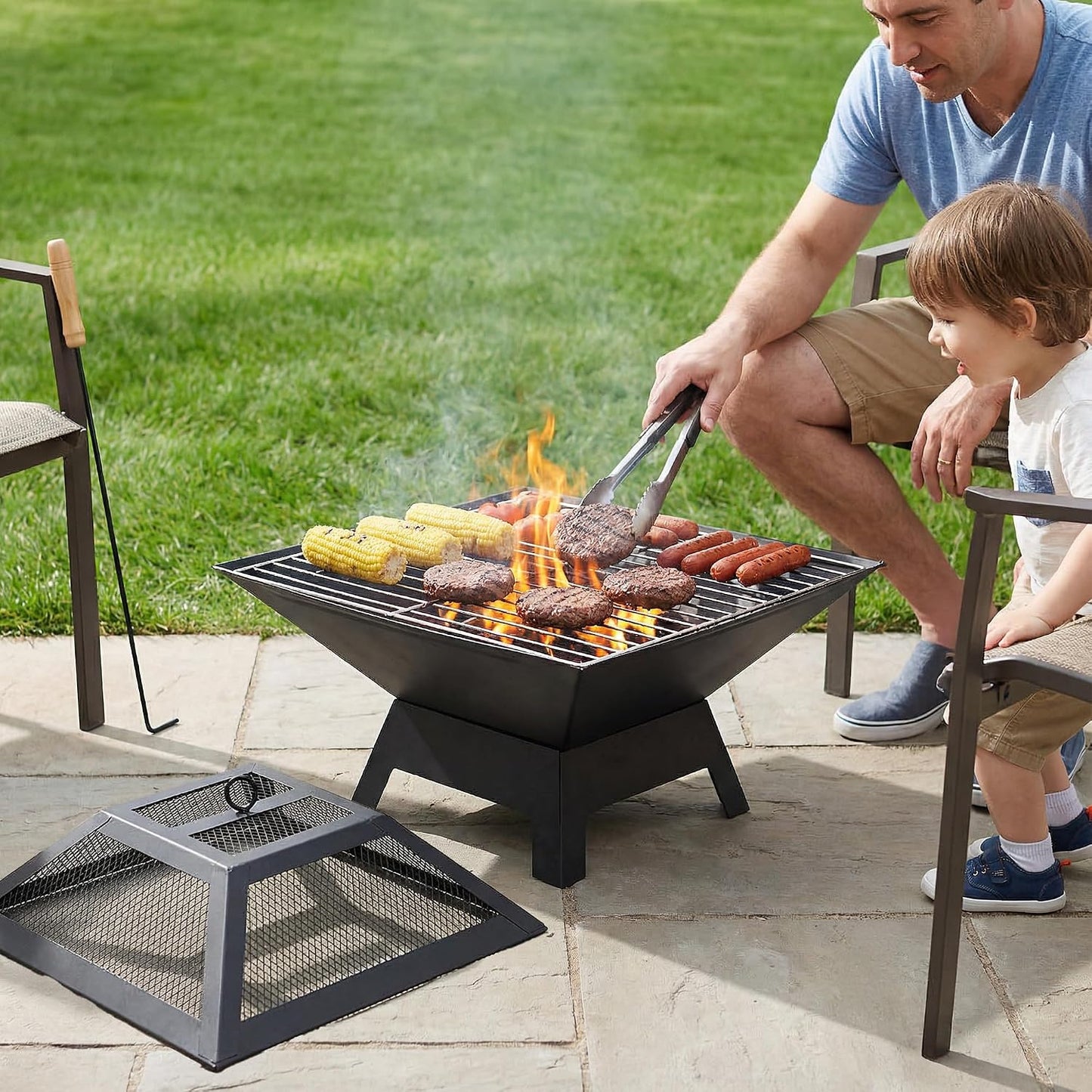 Zeno Square Fire Pit Grill