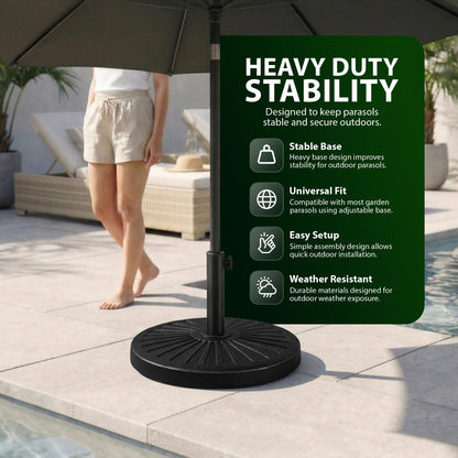 Zeno 10KG Black Sunflower Design Cast Iron Parasol Base