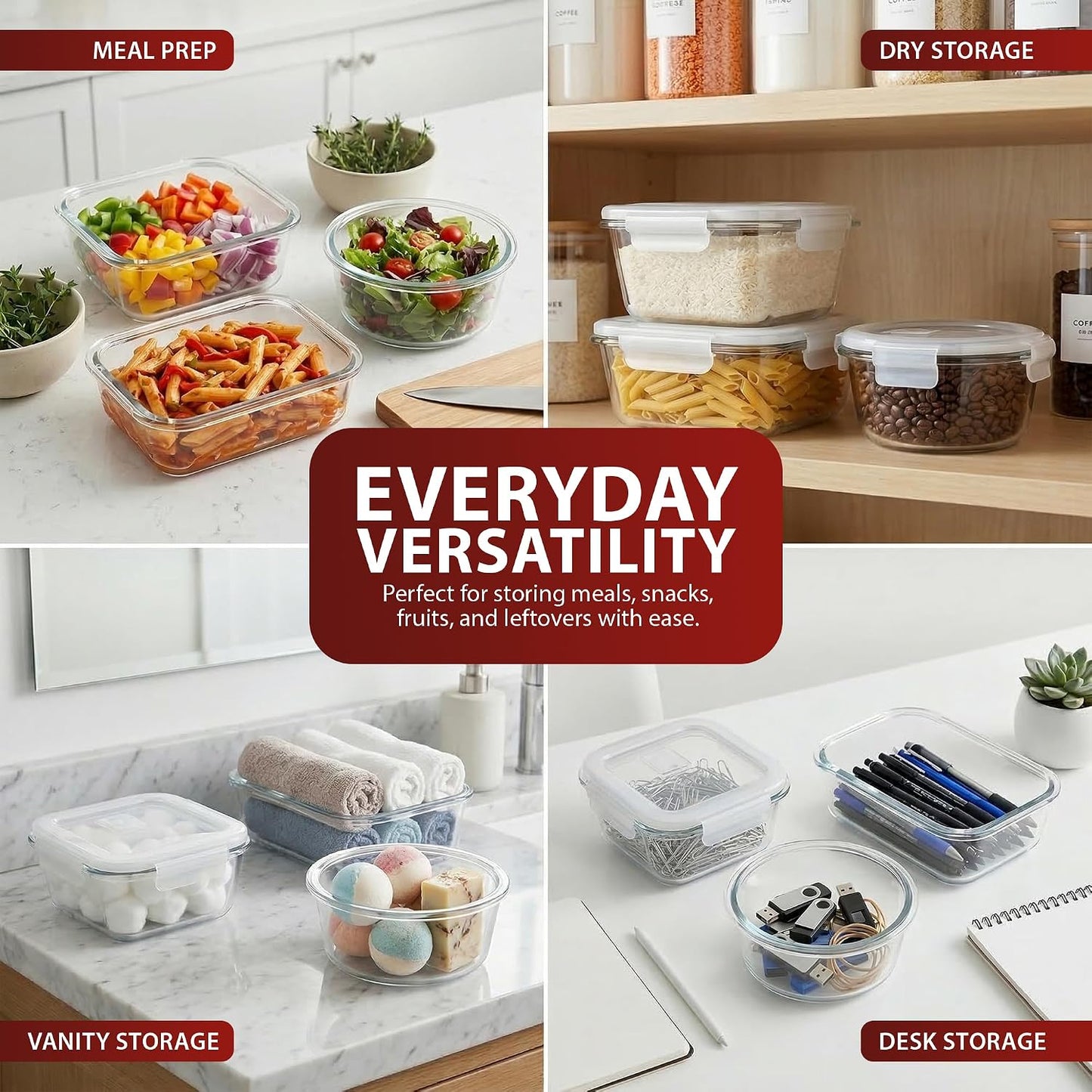 Zeno 12 Pack Glass Containers with Lids