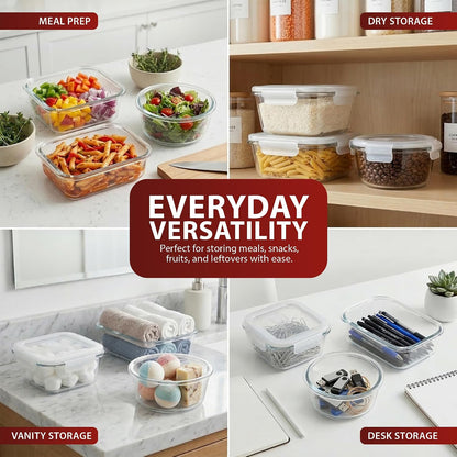 Zeno 12 Pack Glass Containers with Lids