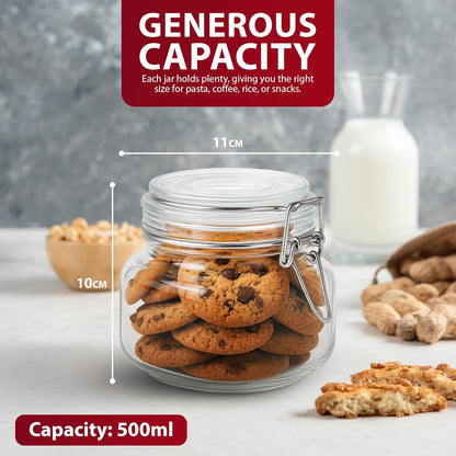 Zeno 6 Pack 500ml Clip Top Glass Jars