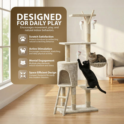 Rex & Roxy 145cm Beige Cat Tree