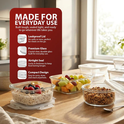Zeno 12 Pack Glass Containers with Lids