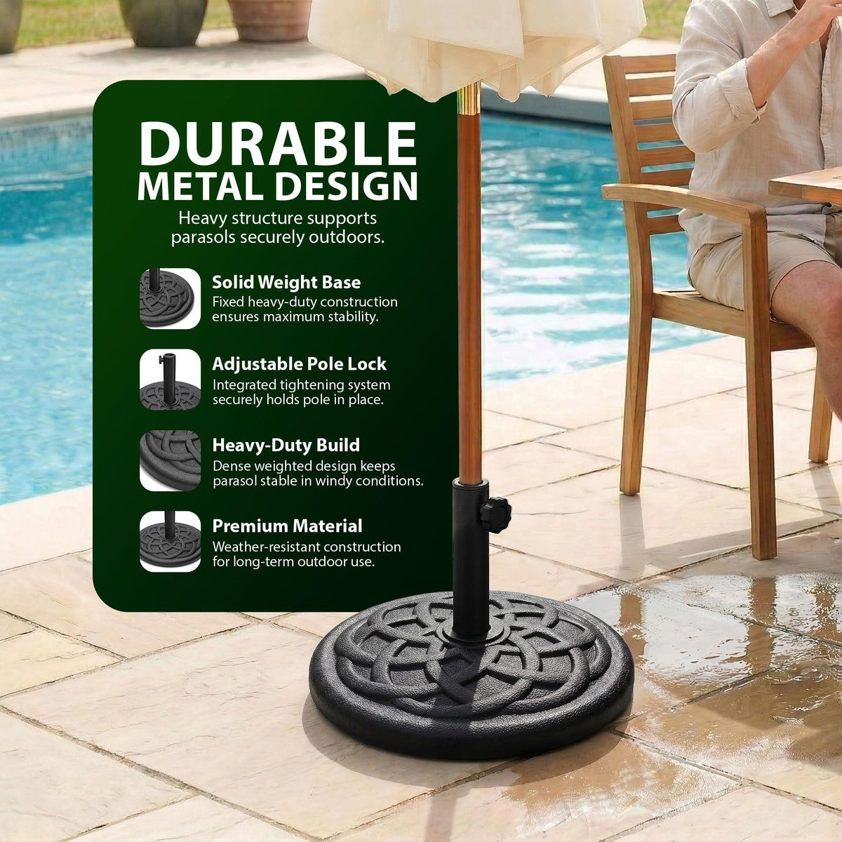 Zeno 9KG Black Braided Design Parasol Base