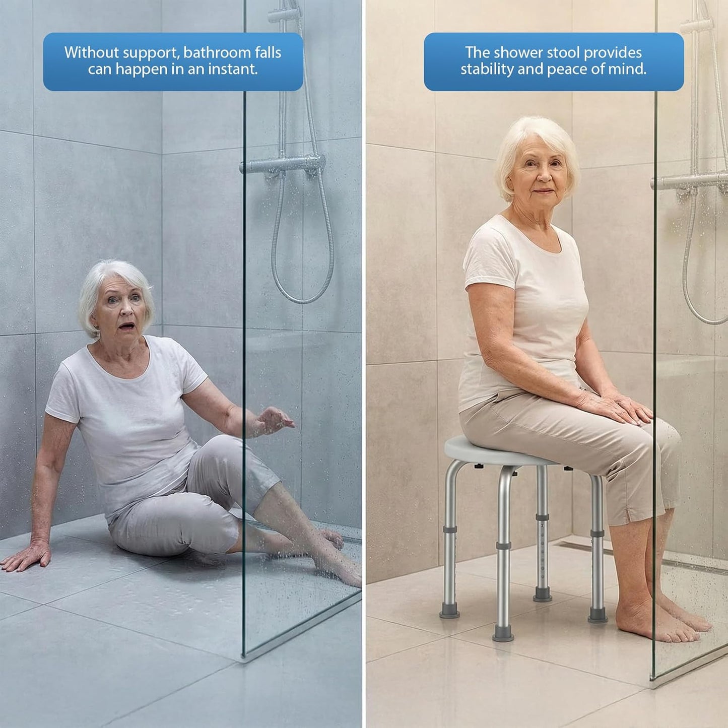 Zeno 50cm Round Shower Stool