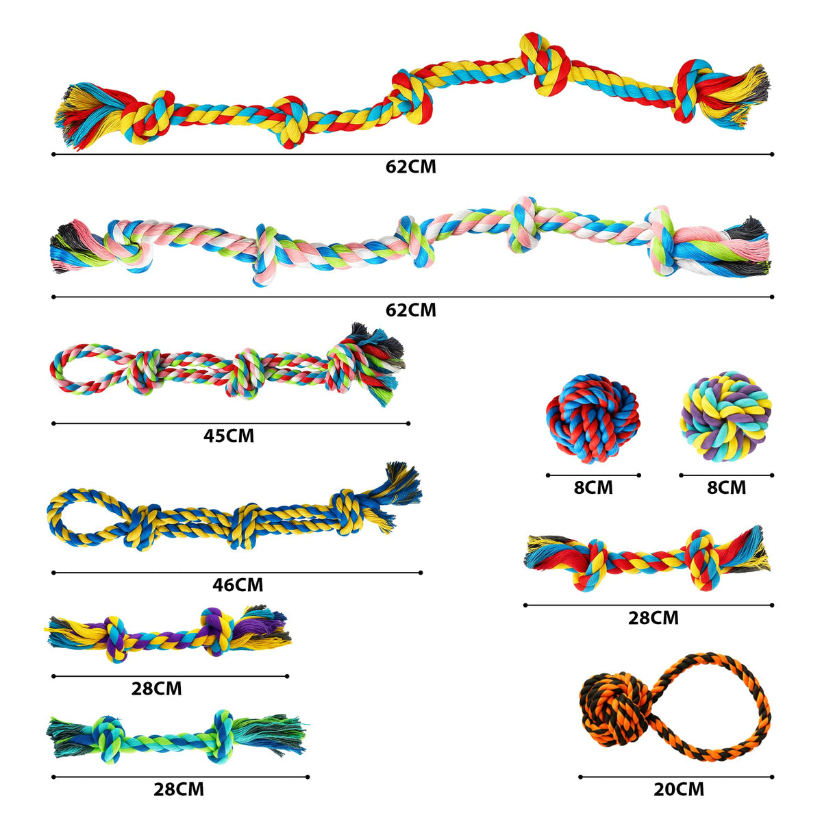 Rex & Roxy 10 Pack Dog Rope Toys