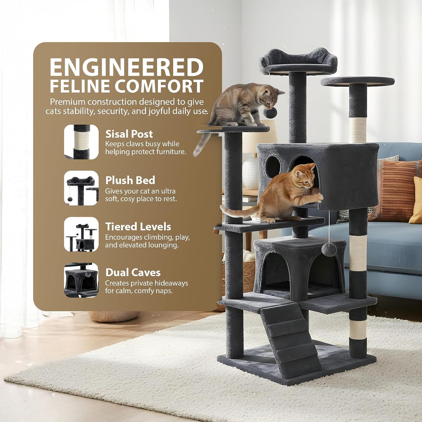 Rex & Roxy 138cm Cat Tree