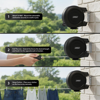 Zeno Black Retractable Double Washing Line