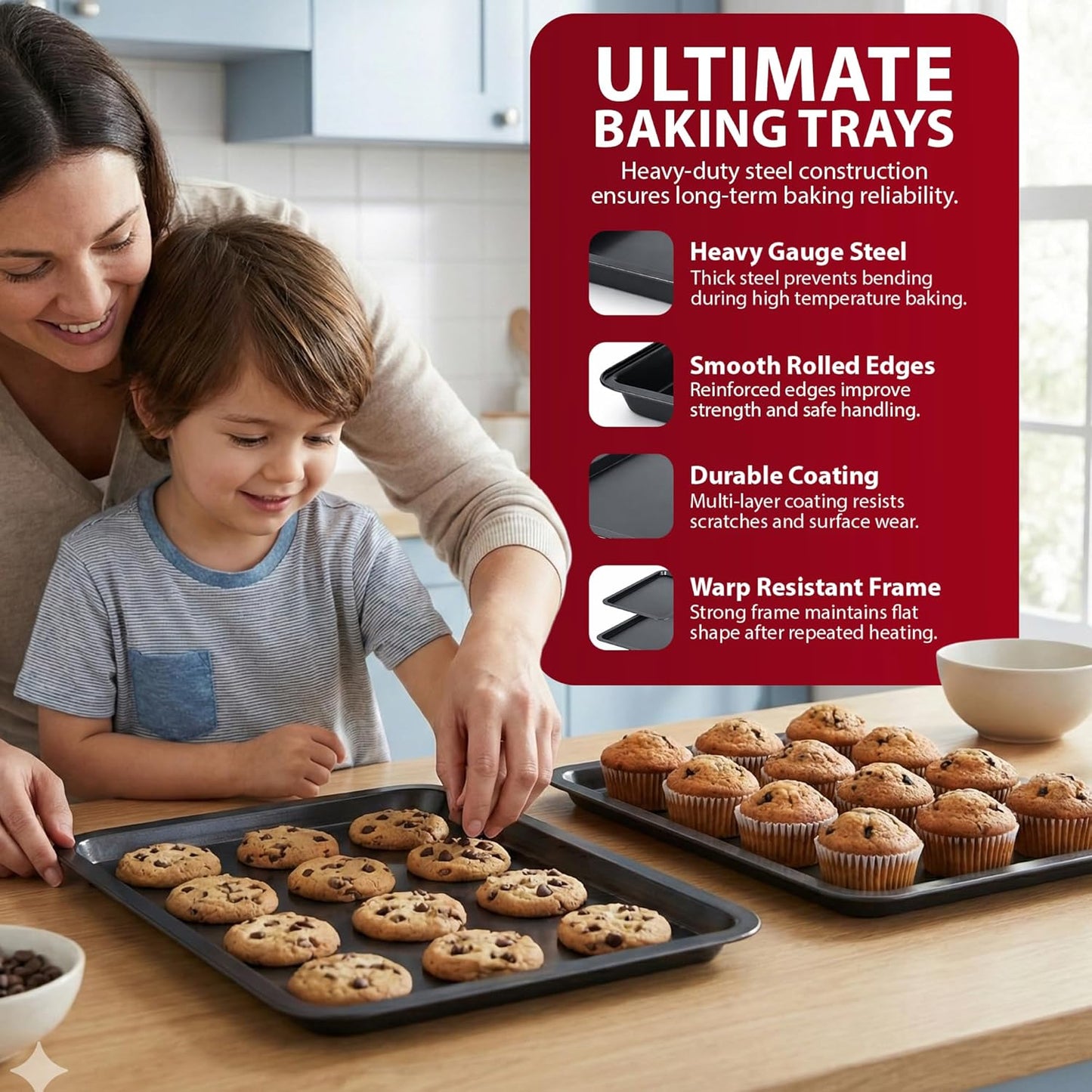 Zeno 3 Piece Non-Stick Baking Tray Set