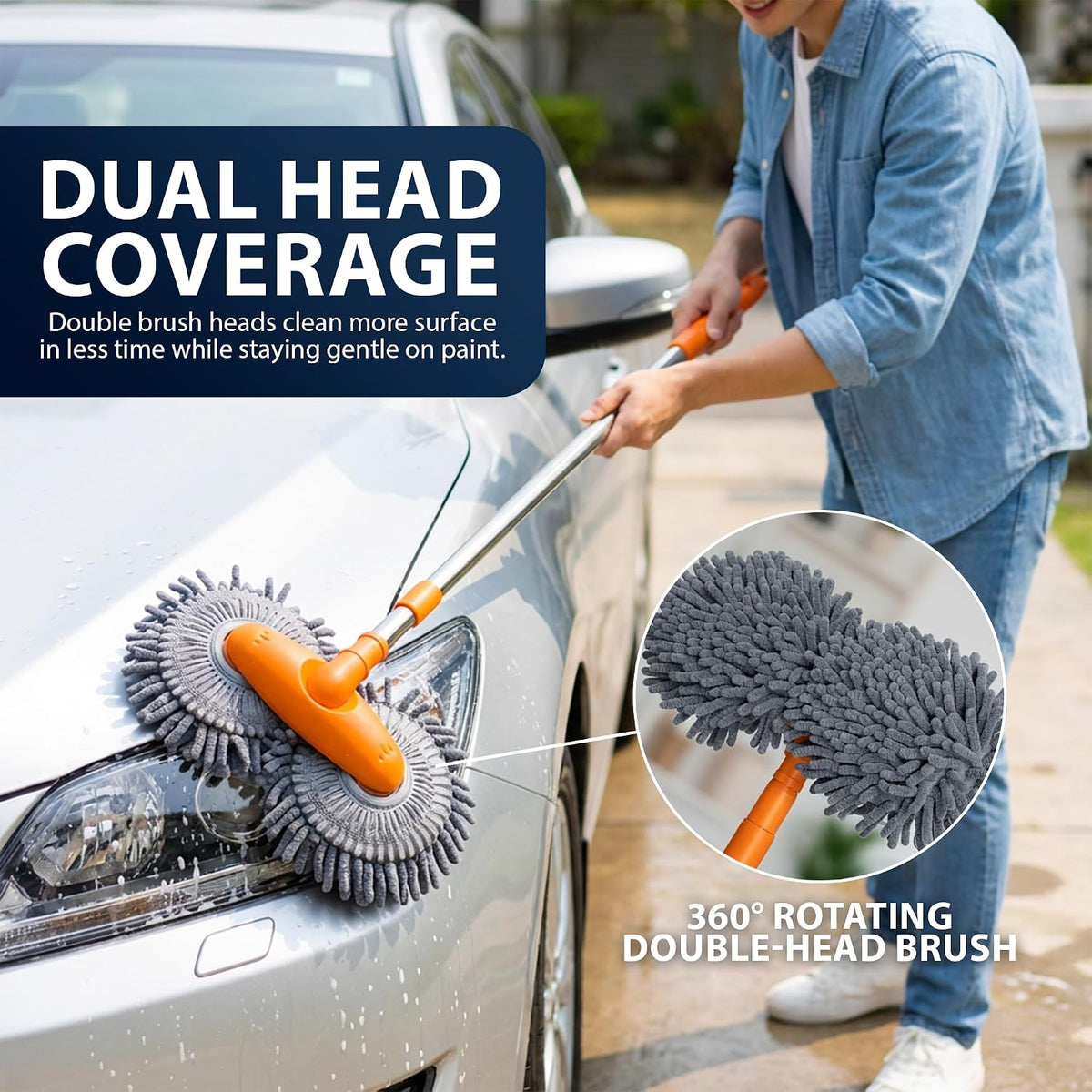 Zeno Dual Head Telescopic Car Cleaning Brush