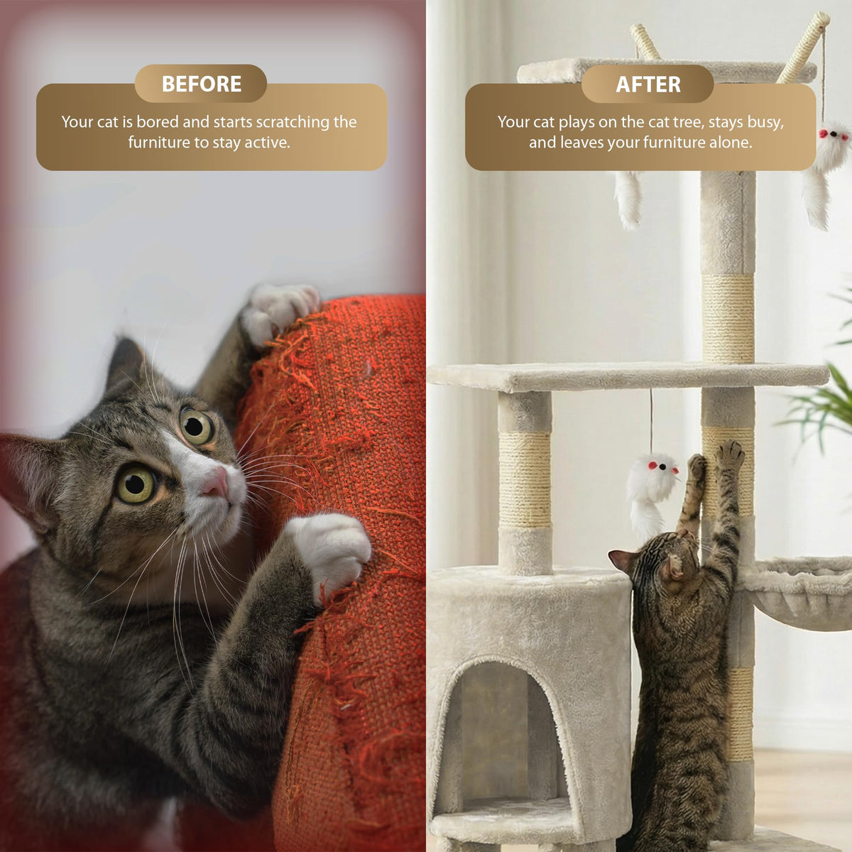 Rex & Roxy 145cm Beige Cat Tree