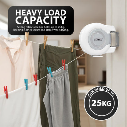 Zeno White & Grey Retractable Double Washing Line