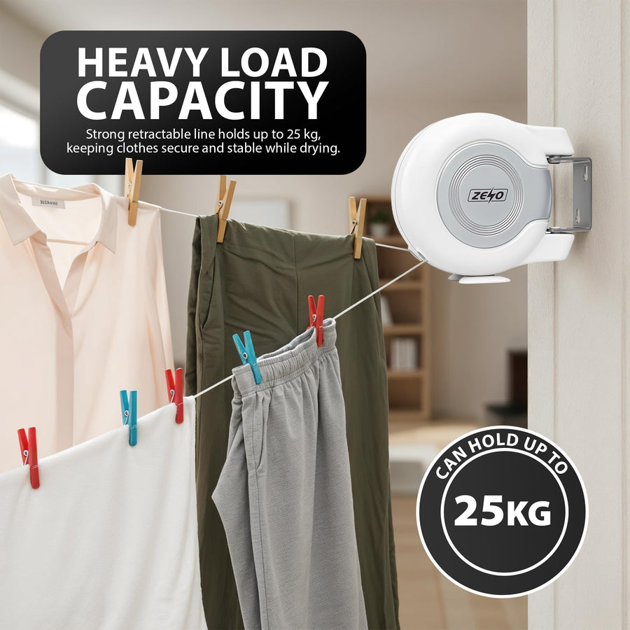 Zeno White & Grey Retractable Double Washing Line