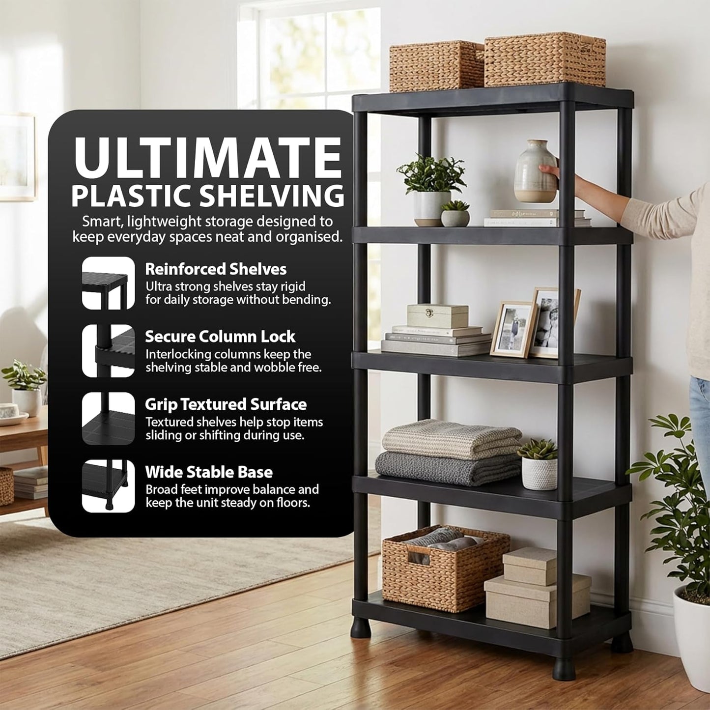 Zeno Set of 2 Plastic 5 Tier Shelving Units