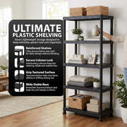 Zeno Set of 2 Plastic 5 Tier Shelving Units