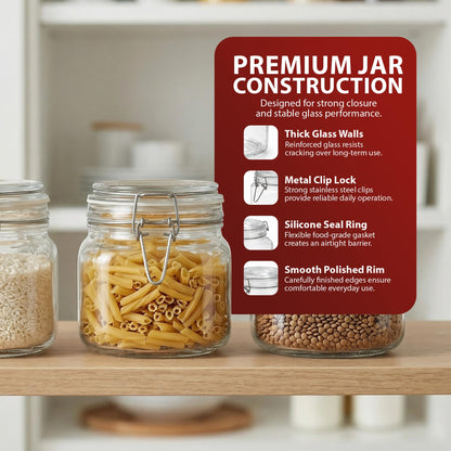 Zeno 6 Pack 750ml Clip Top Glass Jars