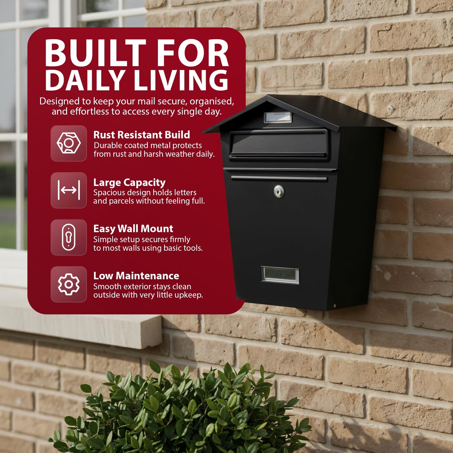 Zeno Black Classic Post Box