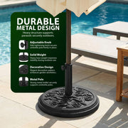 Zeno 9KG Black Rose Design Cast Iron Parasol Base