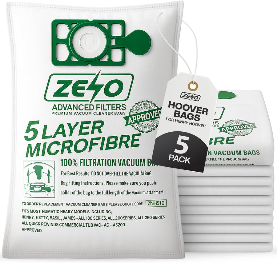 Zeno 5 Pack Hoover Bags for Henry Hoover