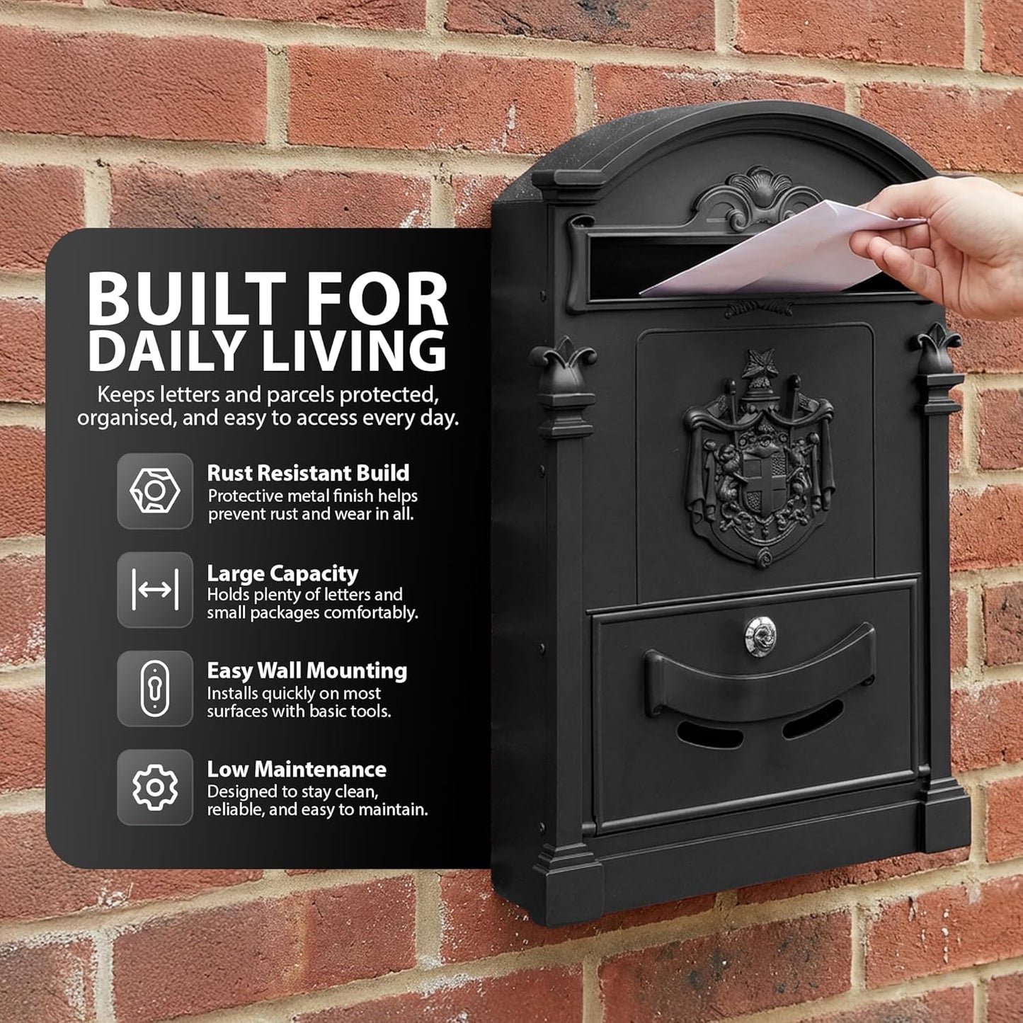 Zeno Black Vintage Post Box