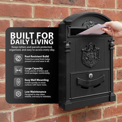 Zeno Black Vintage Post Box