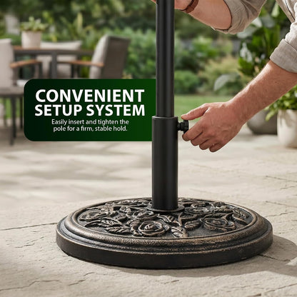 Zeno 12KG Bronze Rose Design Cast Iron Parasol Base