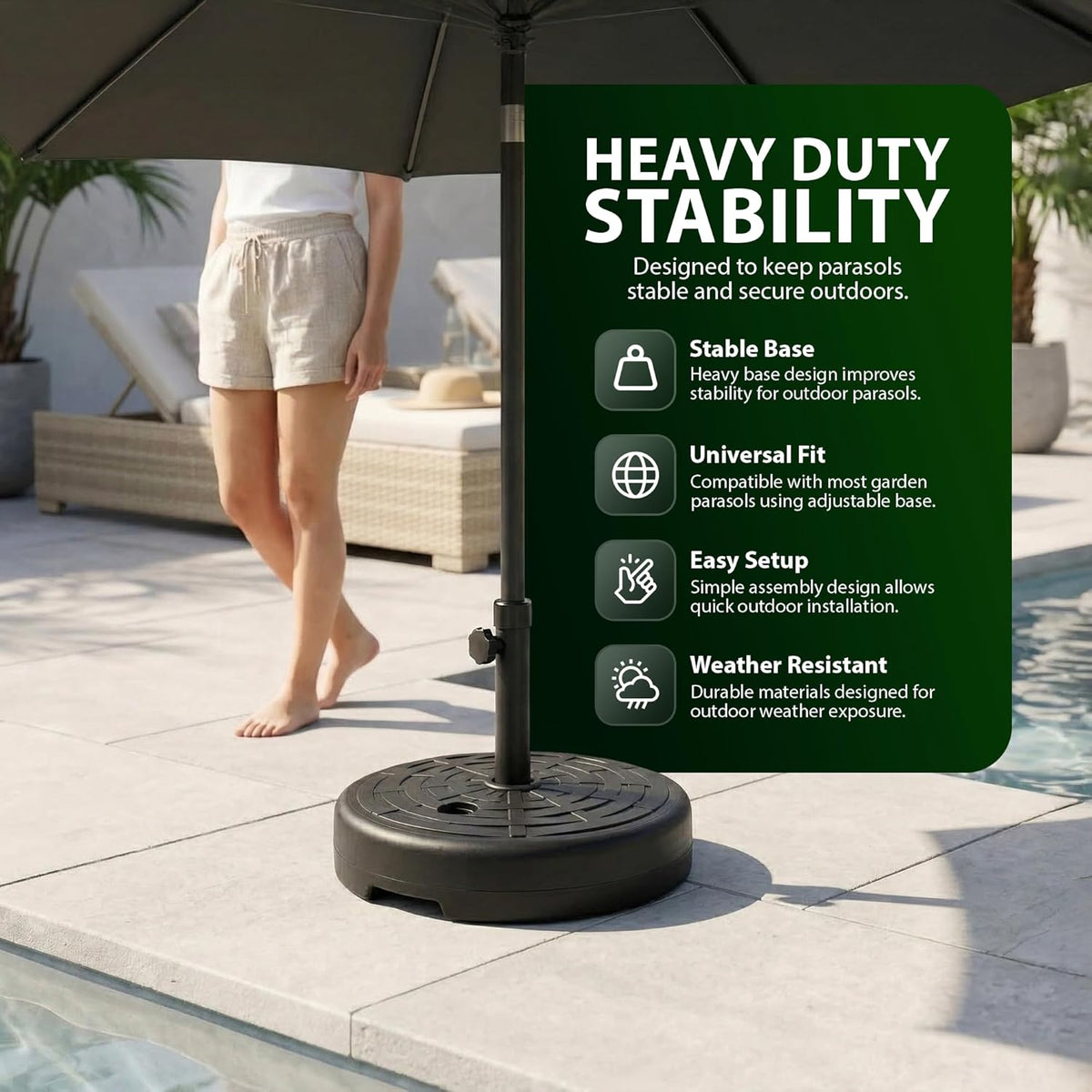 Zeno 21L Rattan Design Plastic Parasol Base