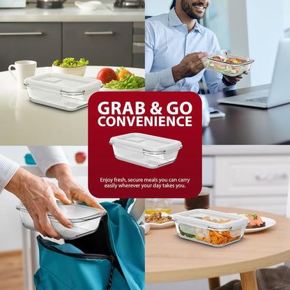 Zeno 8 Pack Glass Food Containers with Lids
