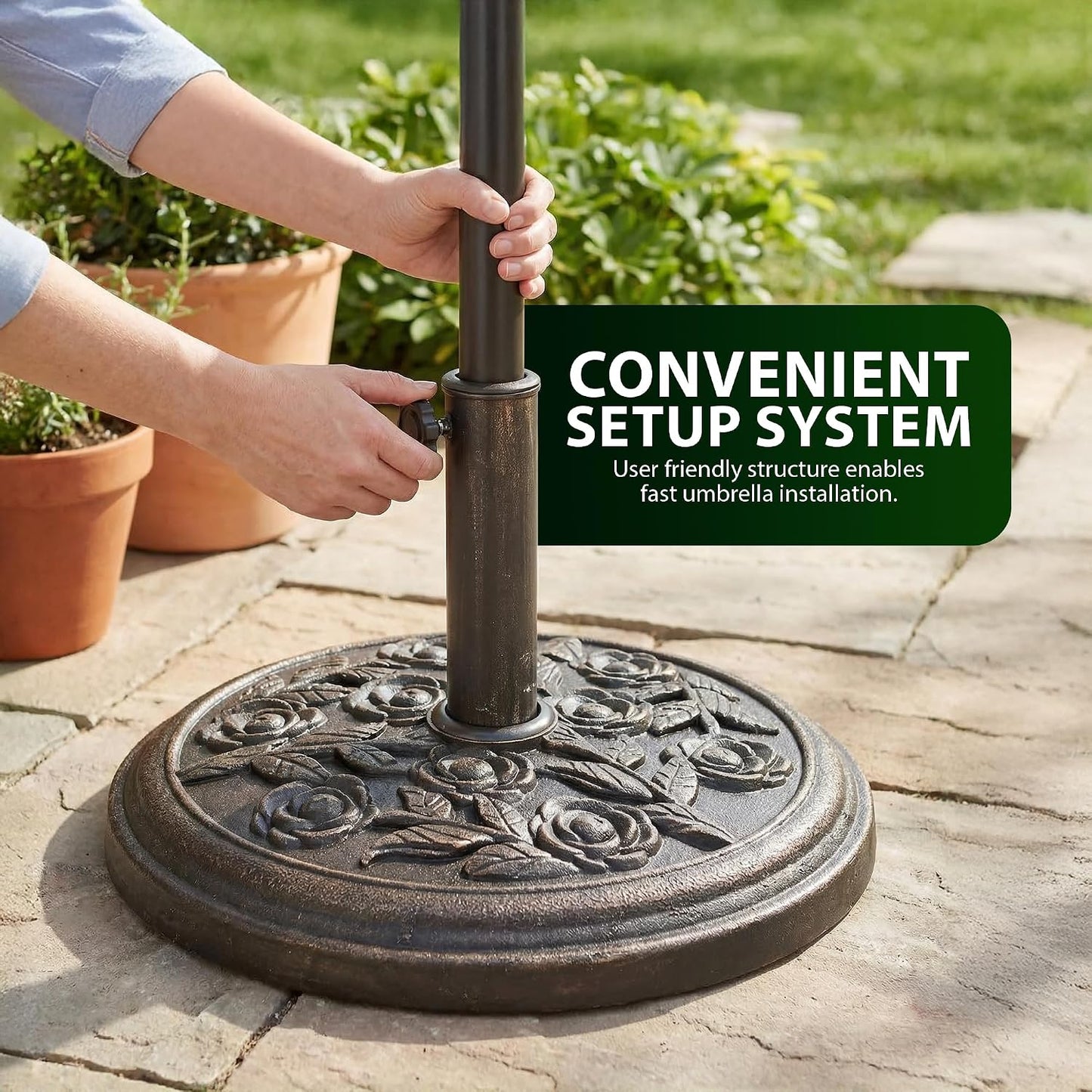 Zeno 9KG Bronze Rose Design Parasol Base