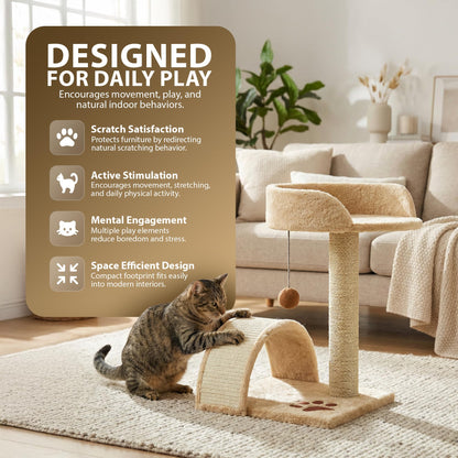 Rex & Roxy 44cm Beige Cat Scratching Tree