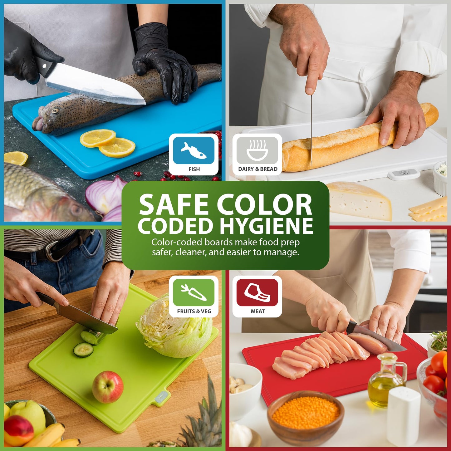 Zeno Set of 4 Coloured Chopping Board