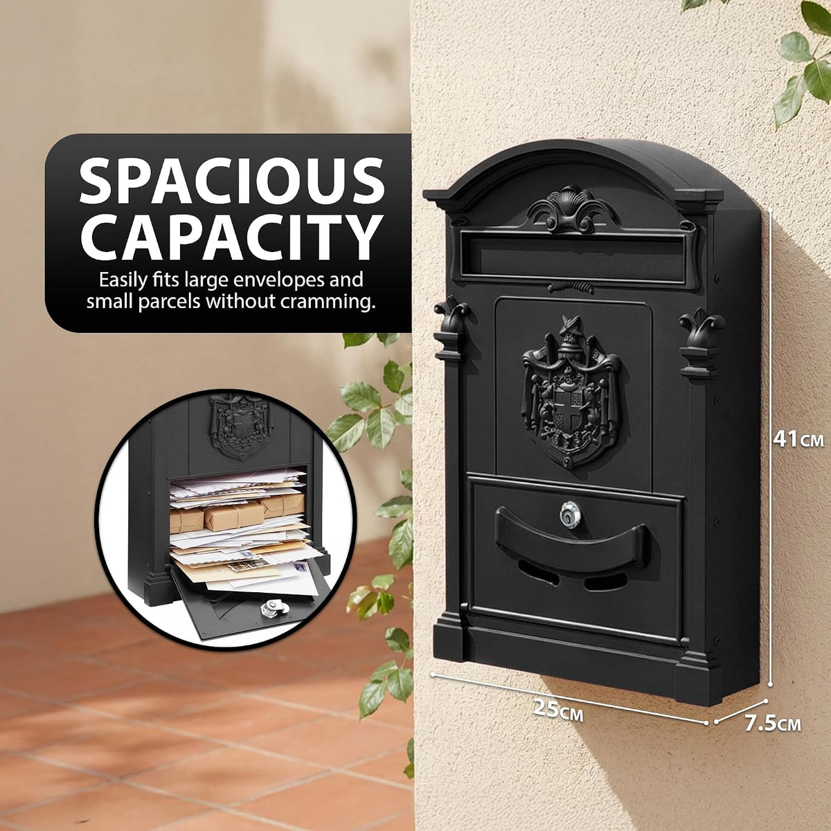 Zeno Black Vintage Post Box