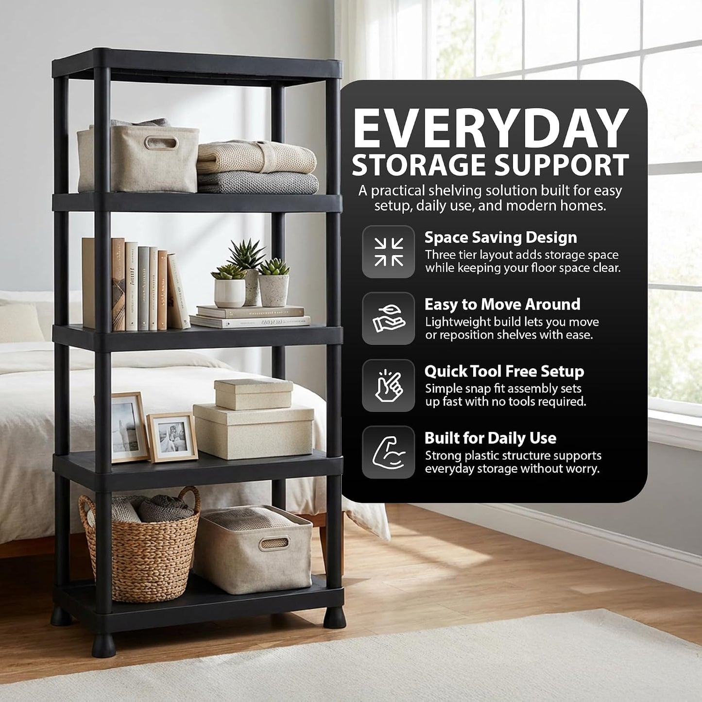 Zeno Set of 2 Plastic 5 Tier Shelving Units