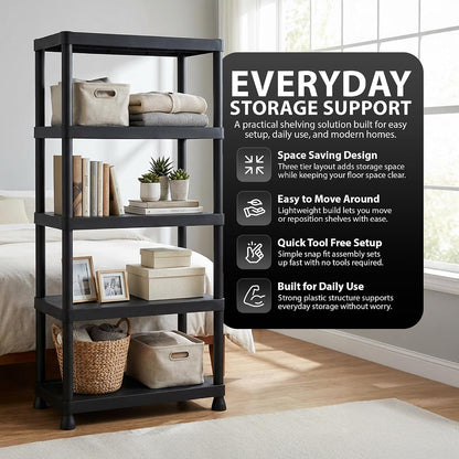 Zeno Set of 2 Plastic 5 Tier Shelving Units