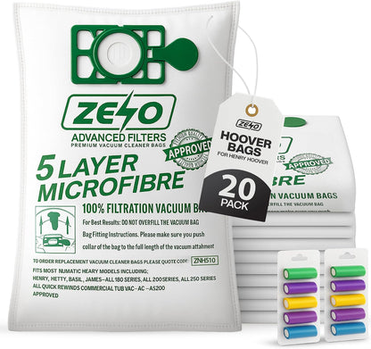 Zeno 20 Pack Hoover Bags for Henry Hoover