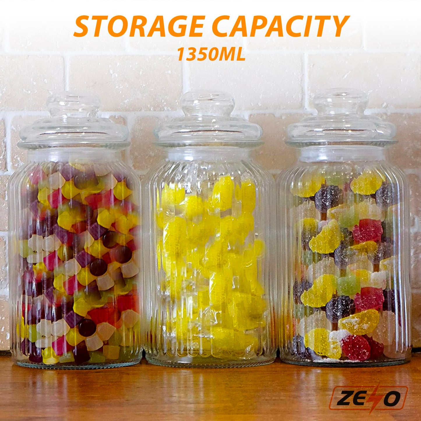 Zeno Set of 3 1350ml Airtight Vintage Glass Jars