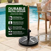 Zeno 10KG Black Rattan Design Cast Iron Parasol Base